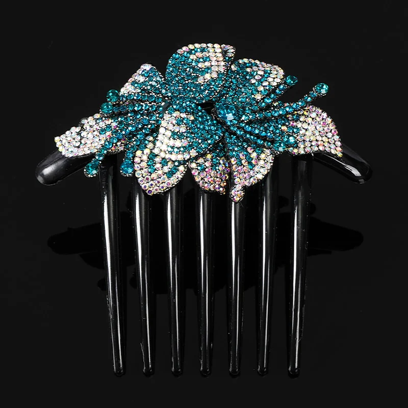 Crystal Rhinestones Flower Hair Comb Clip - Image 6