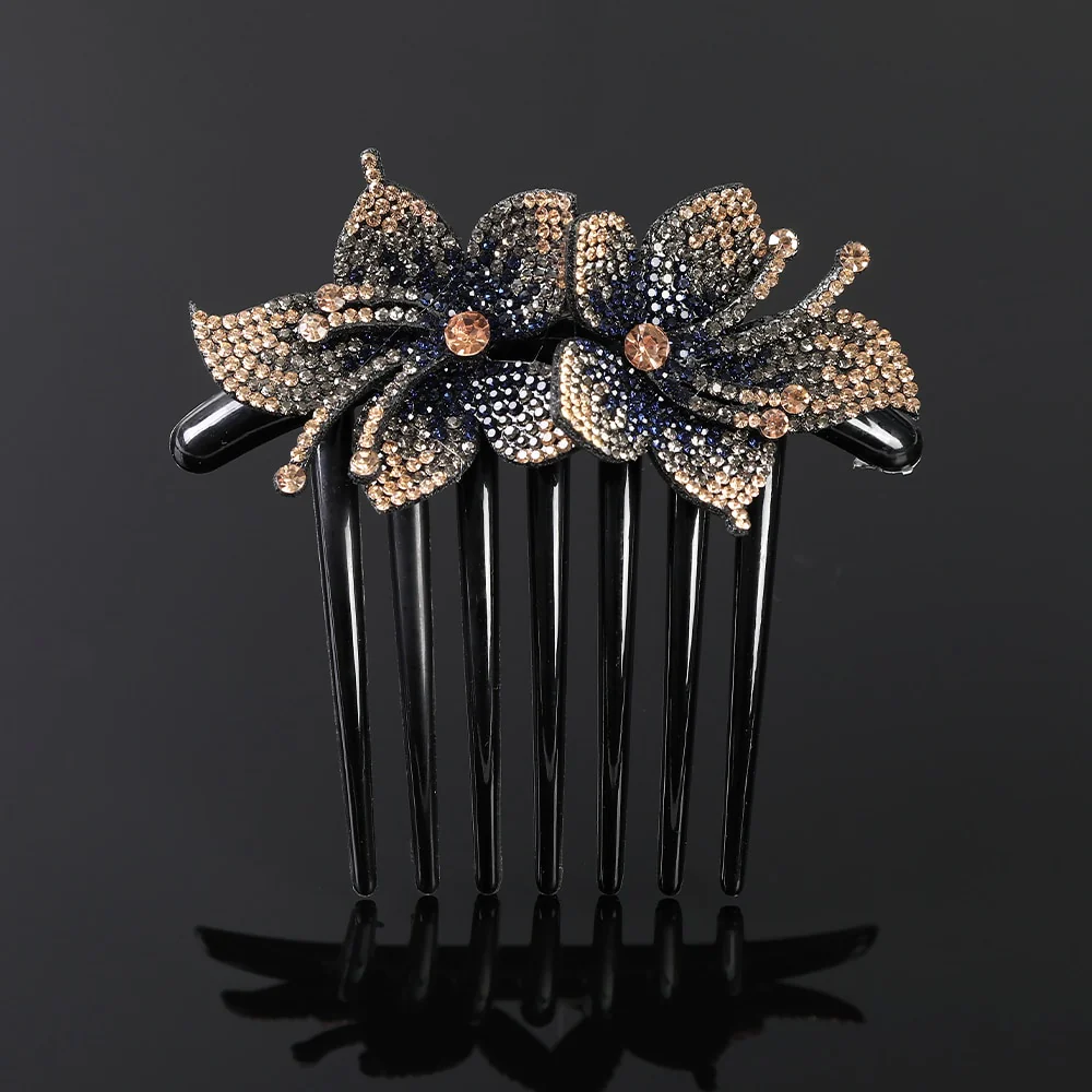 Crystal Rhinestones Flower Hair Comb Clip - Image 60