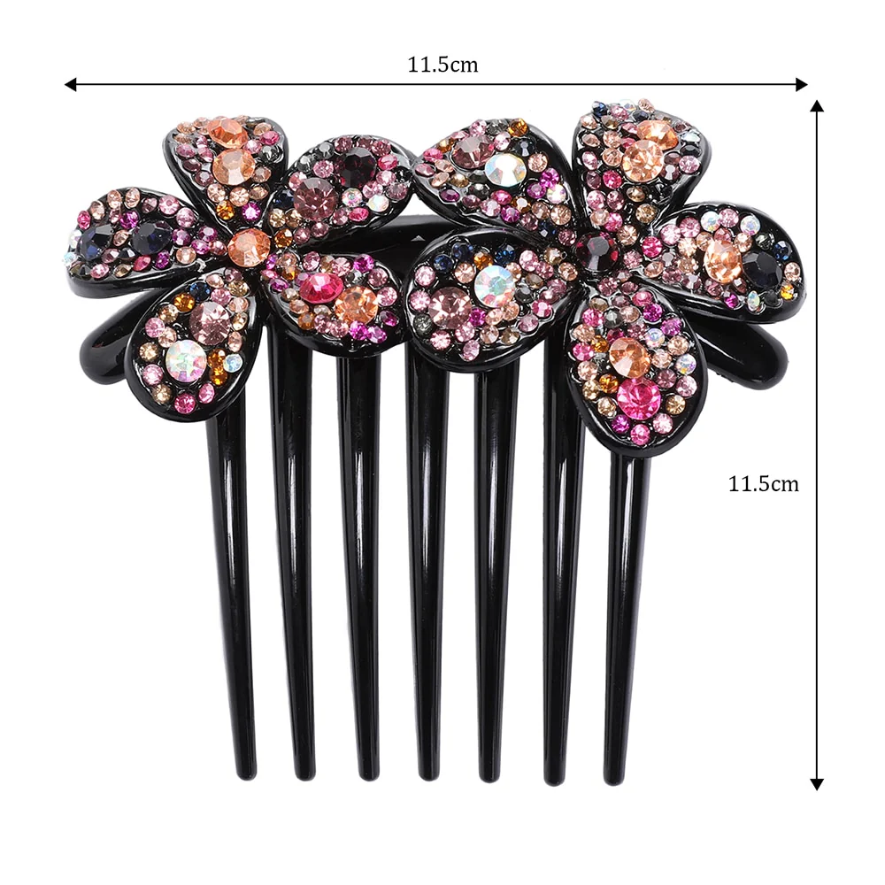 Crystal Rhinestones Flower Hair Comb Clip - Image 64