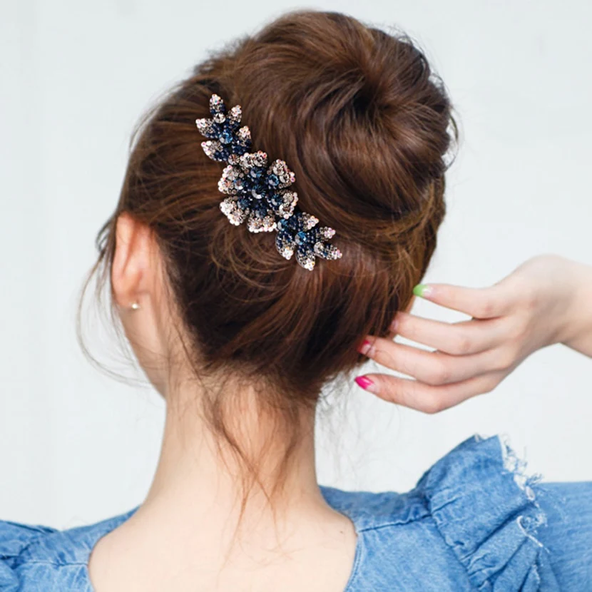 Crystal Rhinestones Flower Hair Comb Clip - Image 65