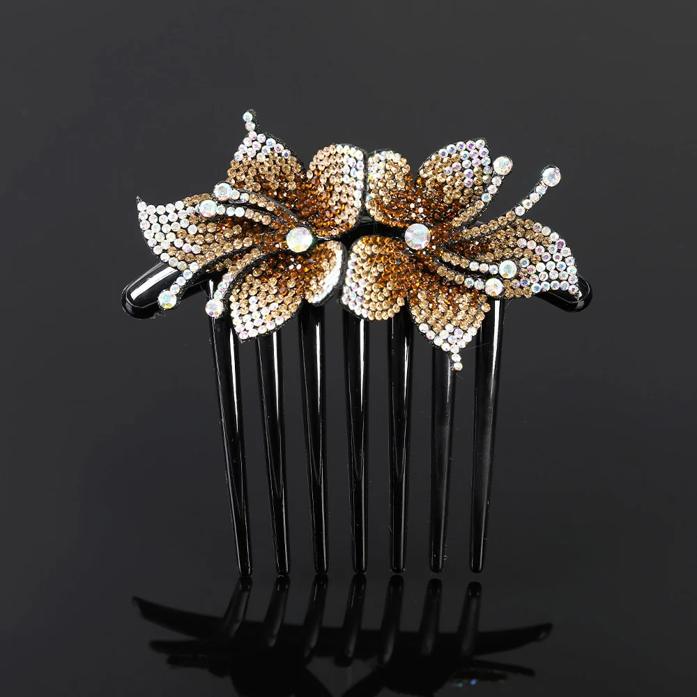 Crystal Rhinestones Flower Hair Comb Clip - Image 7