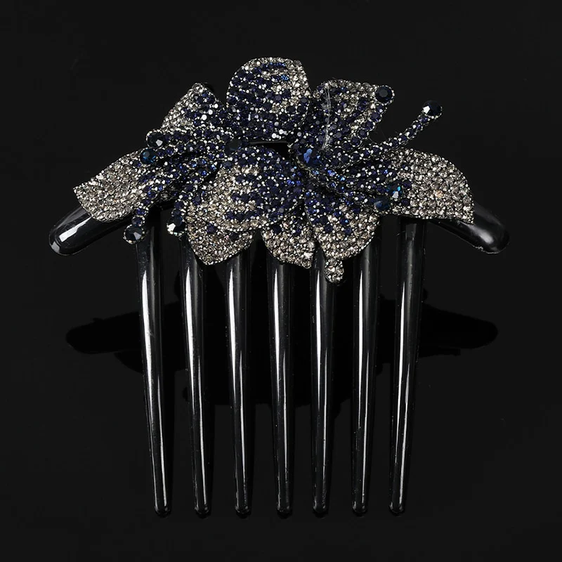 Crystal Rhinestones Flower Hair Comb Clip - Image 8