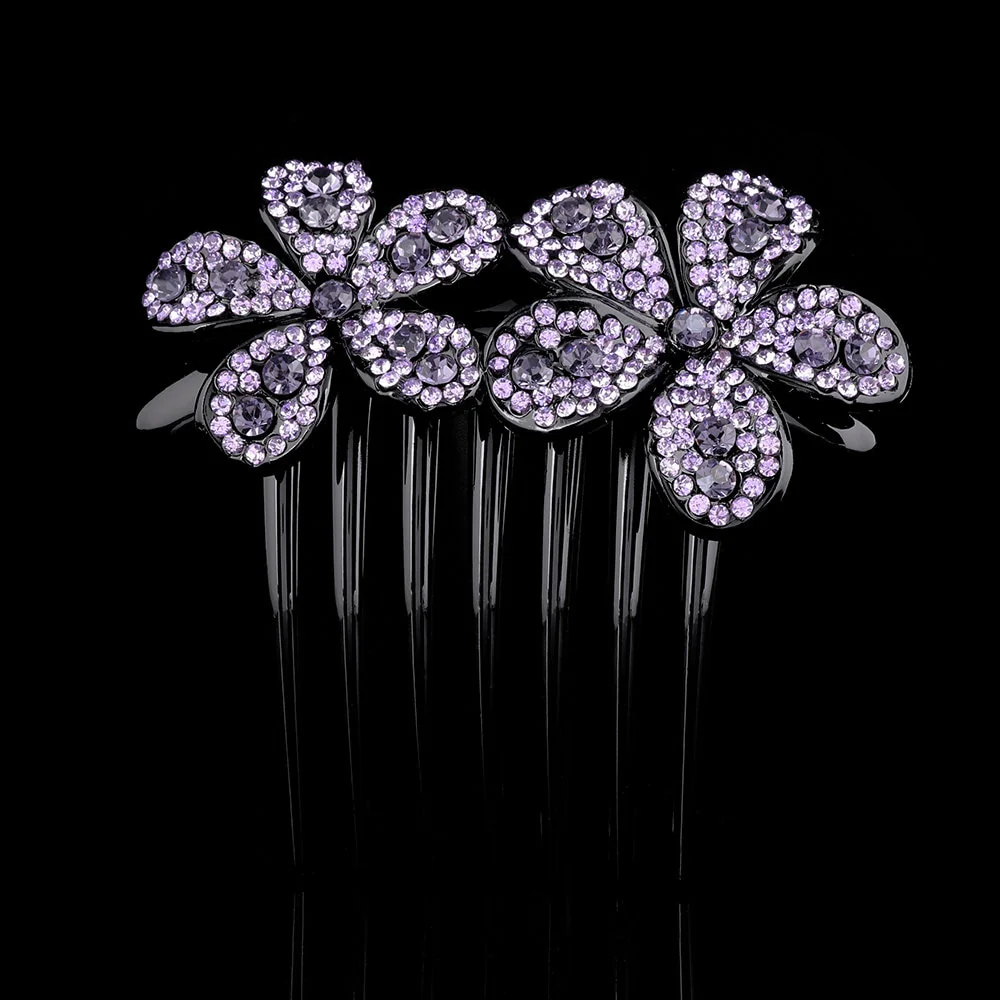 Crystal Rhinestones Flower Hair Comb Clip - Image 9