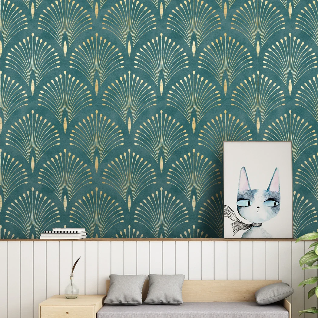Dark Green Geometric Self Adhesive Wallpaper - Image 2