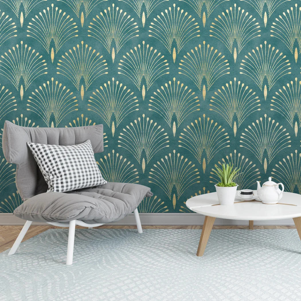 Dark Green Geometric Self Adhesive Wallpaper - Image 3