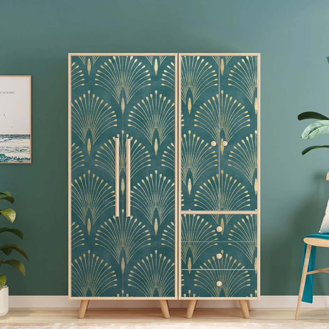 Dark Green Geometric Self Adhesive Wallpaper - Image 5