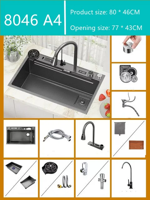 Digital 304 Stainless Steel Honeycomb Embossed Waterfall Sink - Image 14