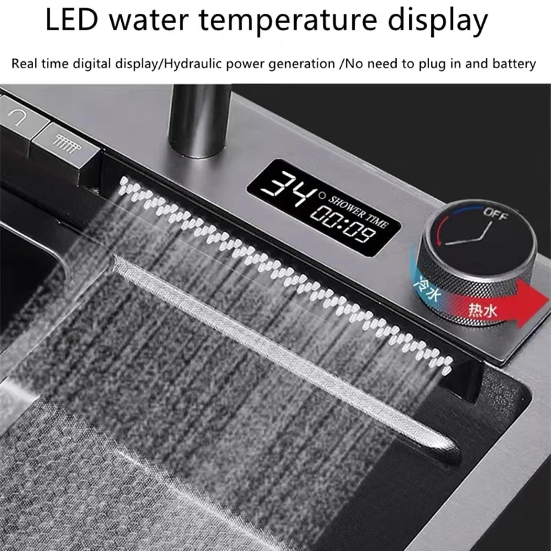 Digital 304 Stainless Steel Honeycomb Embossed Waterfall Sink - Image 15