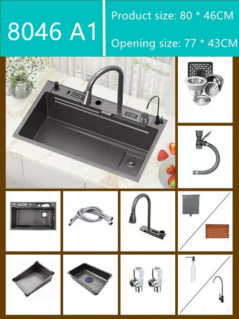 Digital 304 Stainless Steel Honeycomb Embossed Waterfall Sink - Image 4