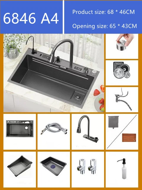 Digital 304 Stainless Steel Honeycomb Embossed Waterfall Sink - Image 5