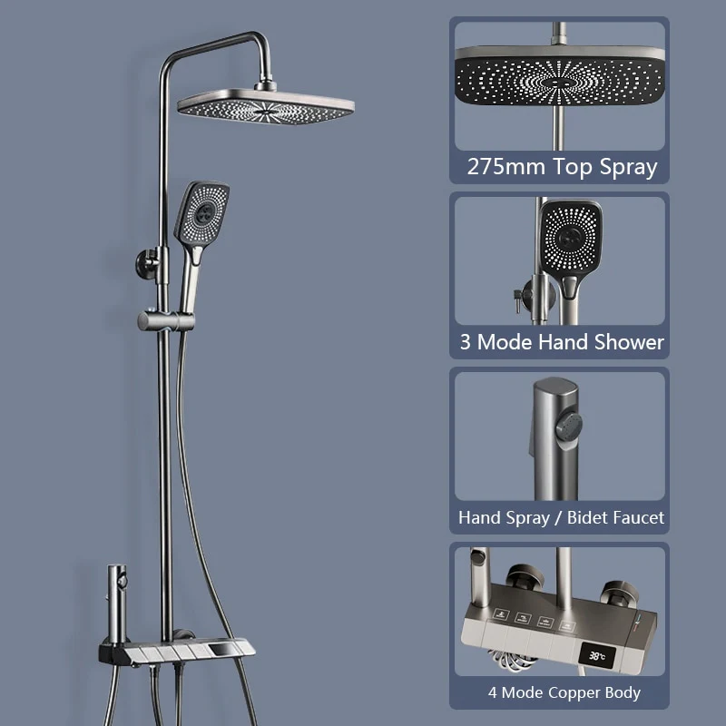 Digital Rainfall Brass Shower - Image 14