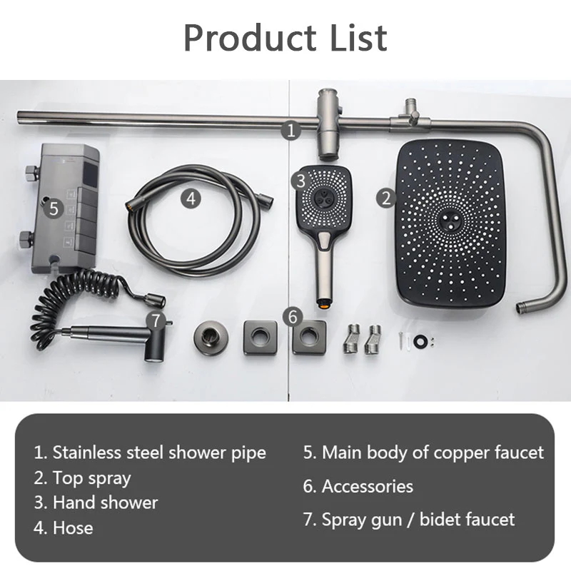 Digital Rainfall Brass Shower - Image 28