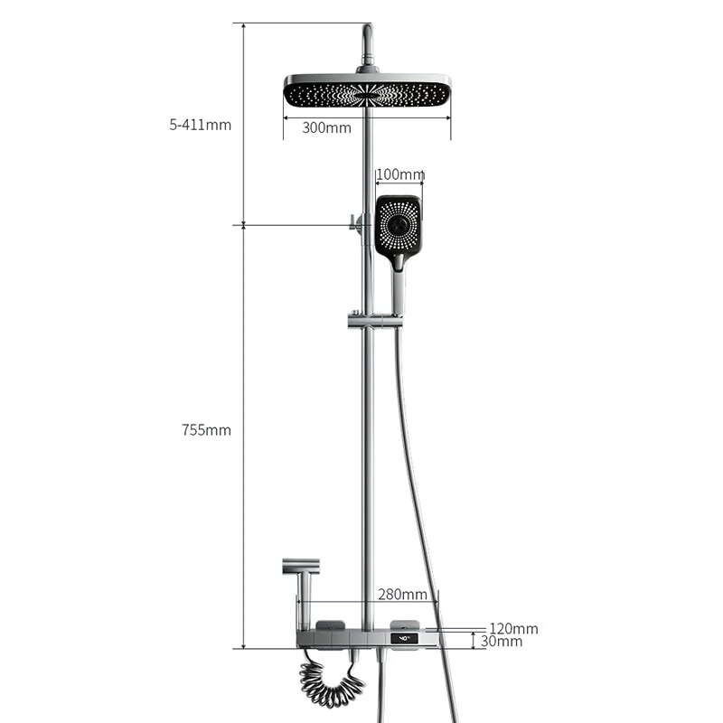 Digital Rainfall Brass Shower - Image 29