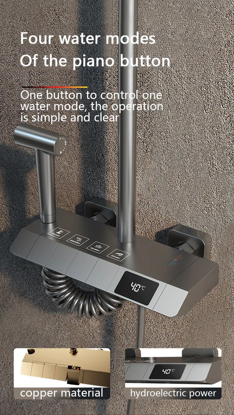 Digital Rainfall Brass Shower - Image 40