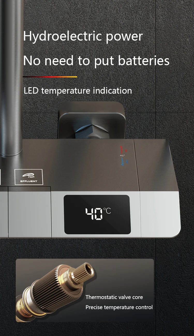 Digital Rainfall Brass Shower - Image 43