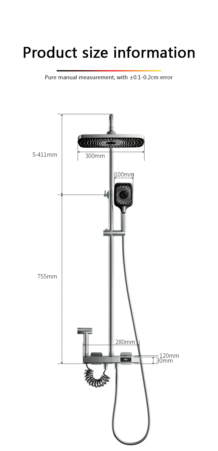 Digital Rainfall Brass Shower - Image 46