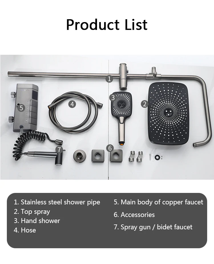 Digital Rainfall Brass Shower - Image 47