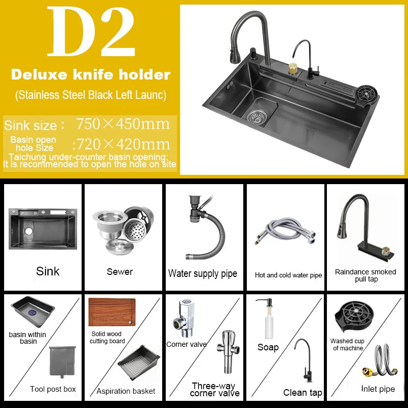 Digital Stainless Steel Kitchen Waterfall Sink - Image 13