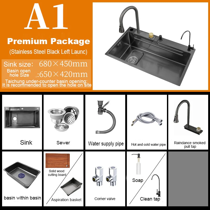 Digital Stainless Steel Kitchen Waterfall Sink - Image 14