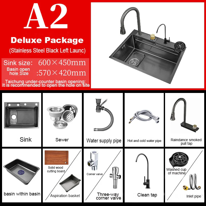 Digital Stainless Steel Kitchen Waterfall Sink - Image 15