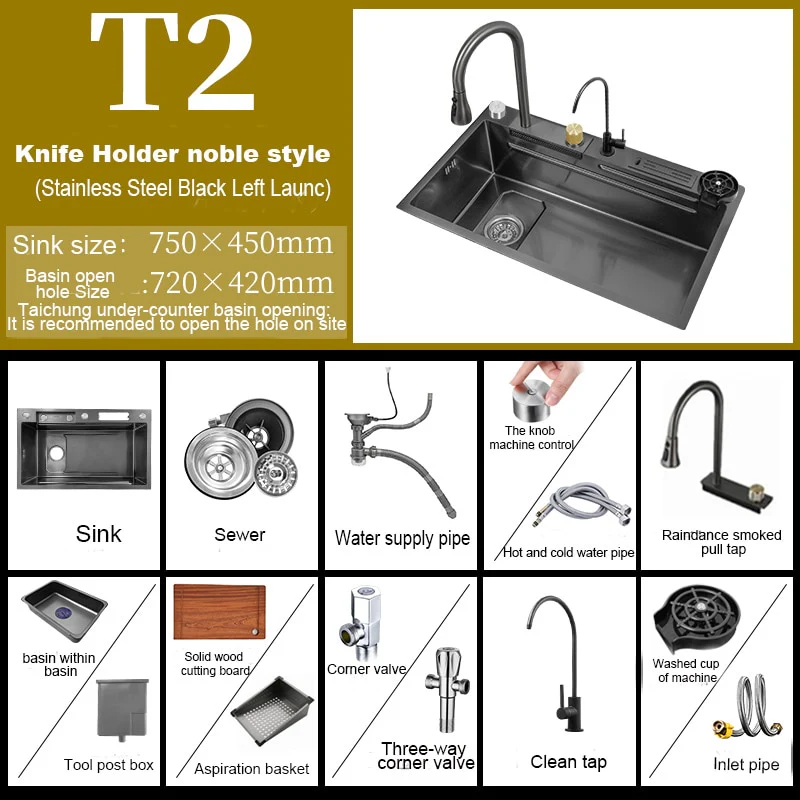 Digital Stainless Steel Kitchen Waterfall Sink - Image 16
