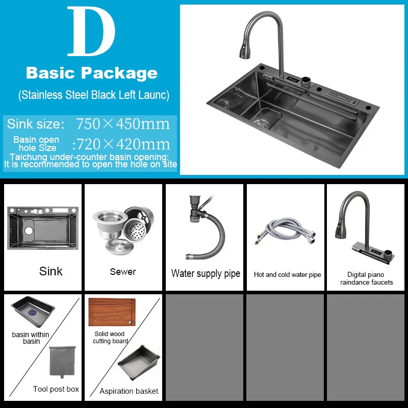 Digital Stainless Steel Kitchen Waterfall Sink - Image 21