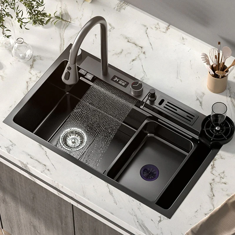 Digital Stainless Steel Kitchen Waterfall Sink - Image 26