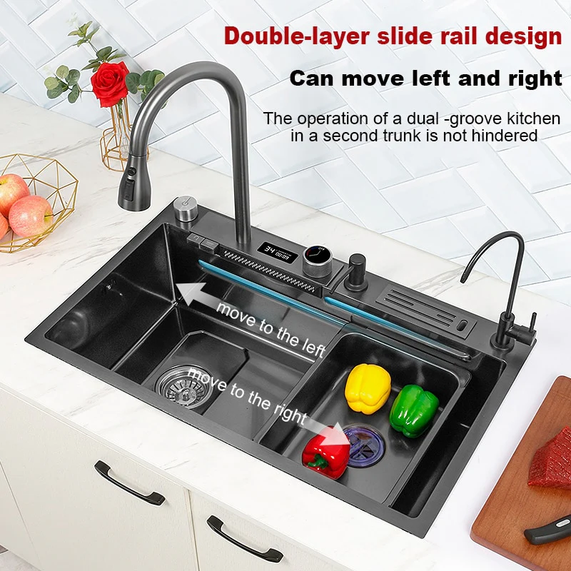 Digital Stainless Steel Kitchen Waterfall Sink - Image 29