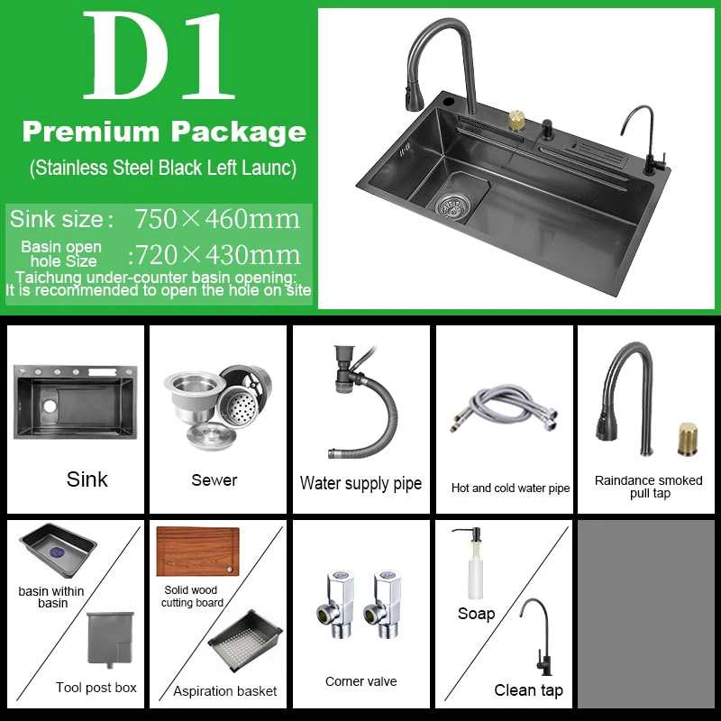 Digital Stainless Steel Kitchen Waterfall Sink - Image 8