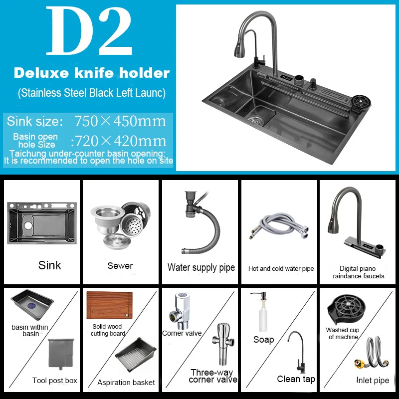 Digital Stainless Steel Kitchen Waterfall Sink - Image 9