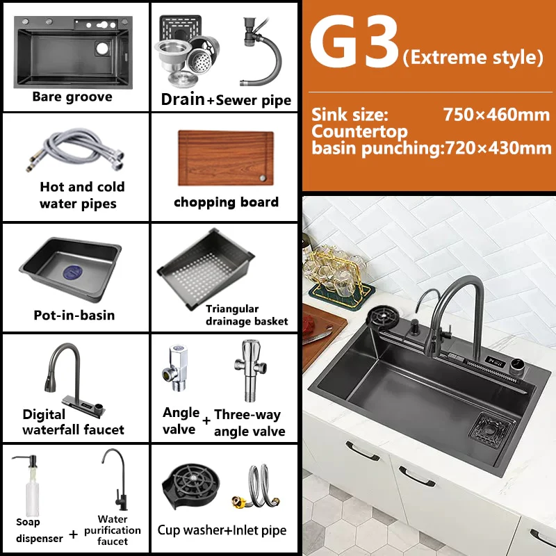 Digital Waterfall Kitchen Sink - Image 14