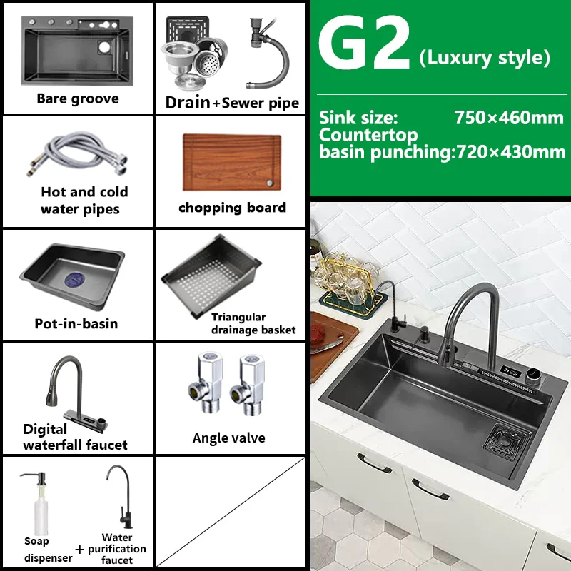 Digital Waterfall Kitchen Sink - Image 15