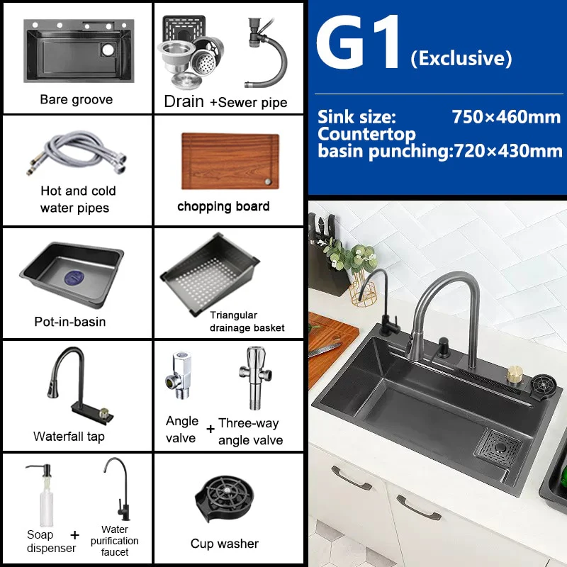 Digital Waterfall Kitchen Sink - Image 17