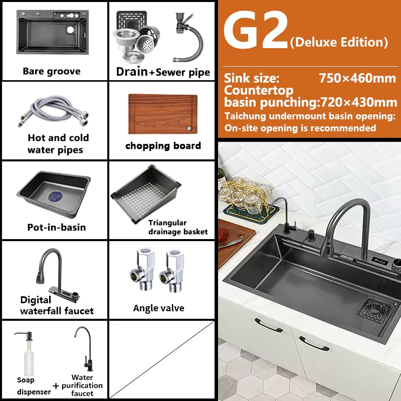 Digital Waterfall Kitchen Sink - Image 19
