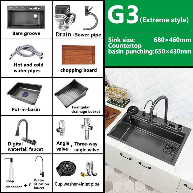 Digital Waterfall Kitchen Sink - Image 7
