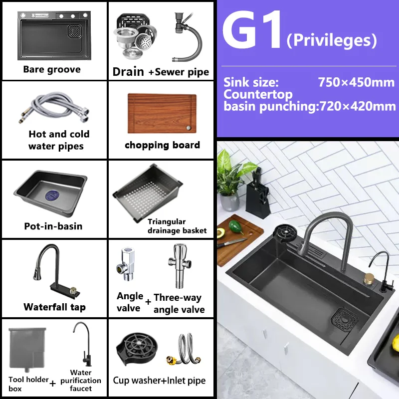 Digital Waterfall Kitchen Sink - Image 9