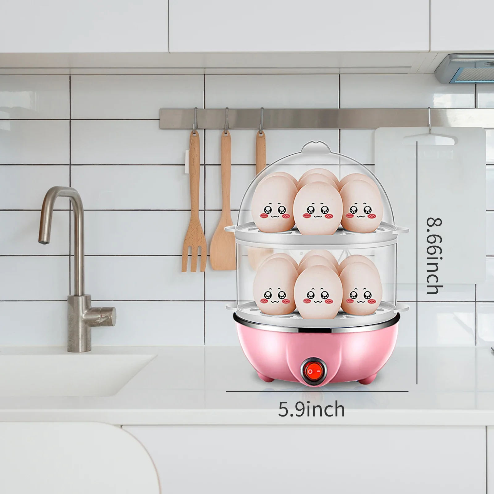 Double Layer Egg Cooker Steamer - US Plug - Image 6