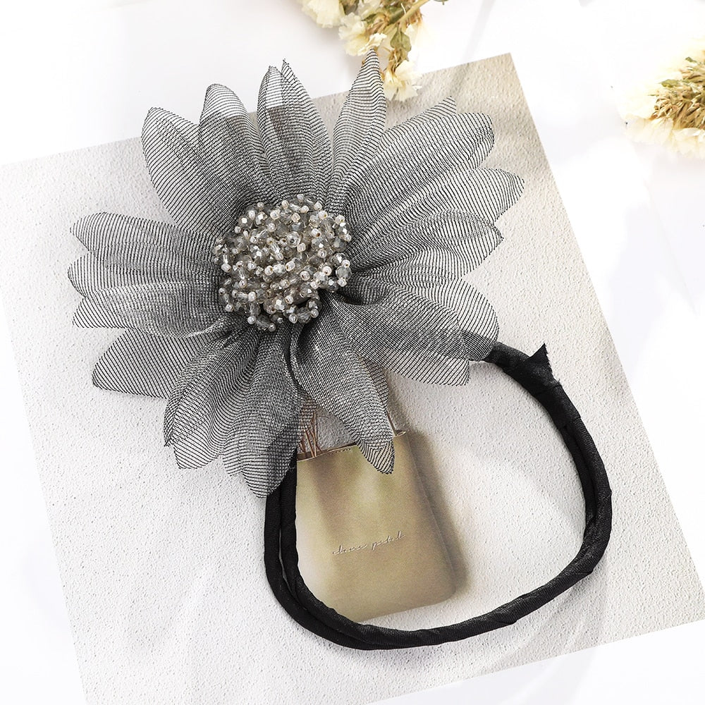 Elegant Chiffon Flowers Bun Hair Maker - Image 11