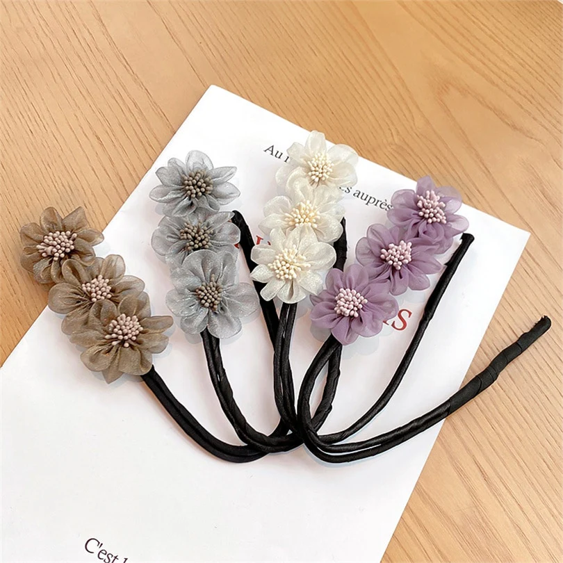 Elegant Chiffon Flowers Bun Hair Maker - Image 13
