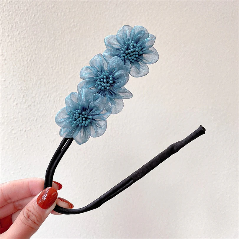 Elegant Chiffon Flowers Bun Hair Maker - Image 2