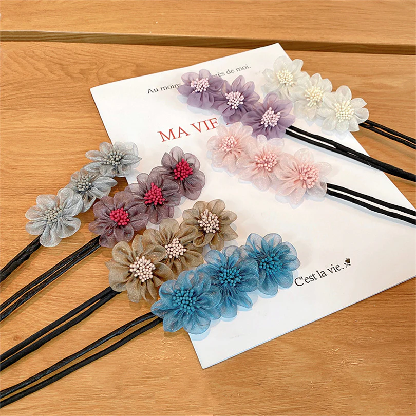 Elegant Chiffon Flowers Bun Hair Maker - Image 22