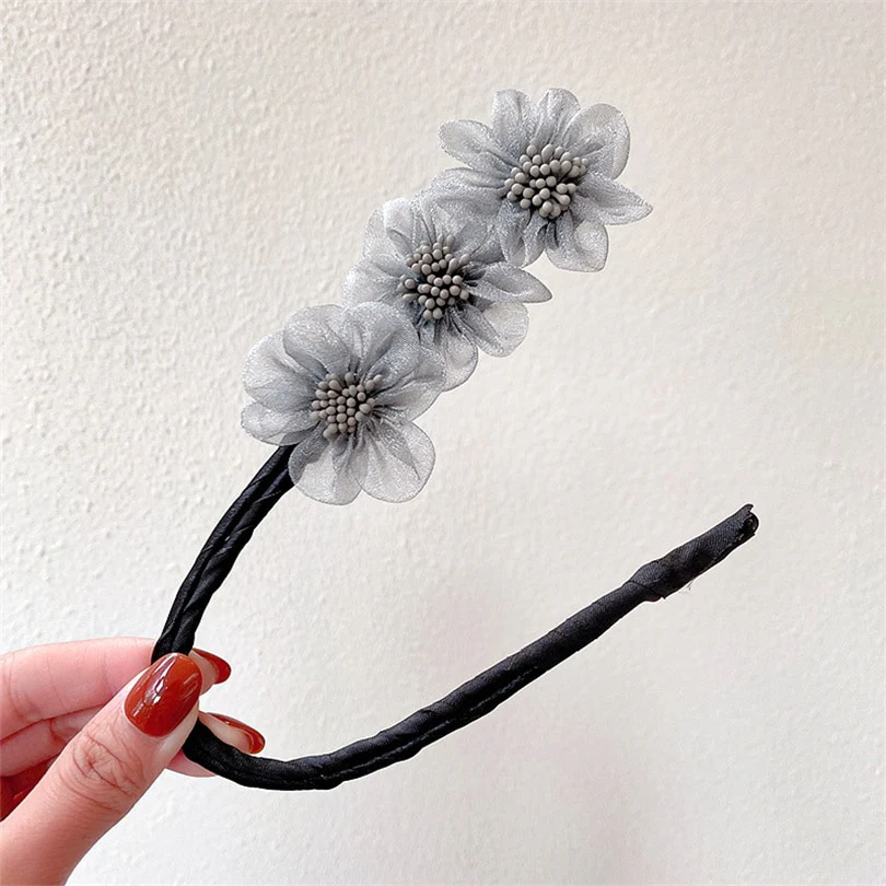 Elegant Chiffon Flowers Bun Hair Maker - Image 3