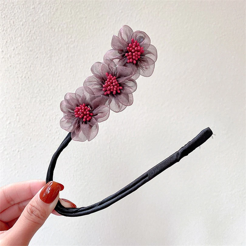 Elegant Chiffon Flowers Bun Hair Maker - Image 5