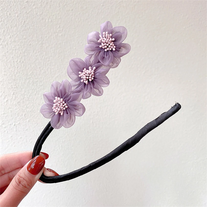 Elegant Chiffon Flowers Bun Hair Maker - Image 6