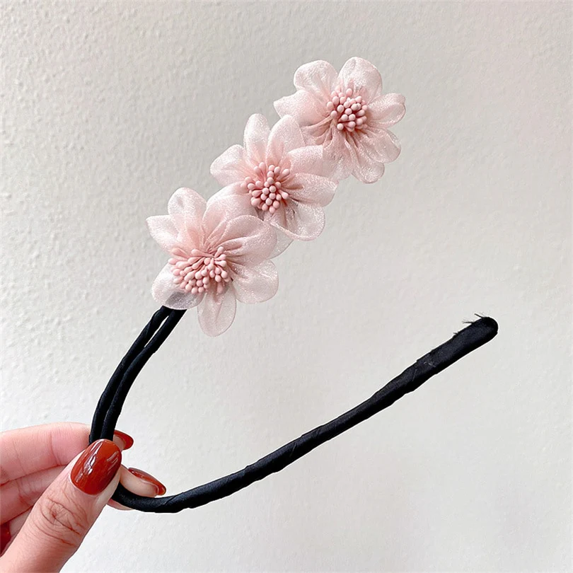 Elegant Chiffon Flowers Bun Hair Maker - Image 7