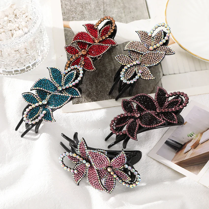 Elegant Rhinestone Flower Clip - Image 2