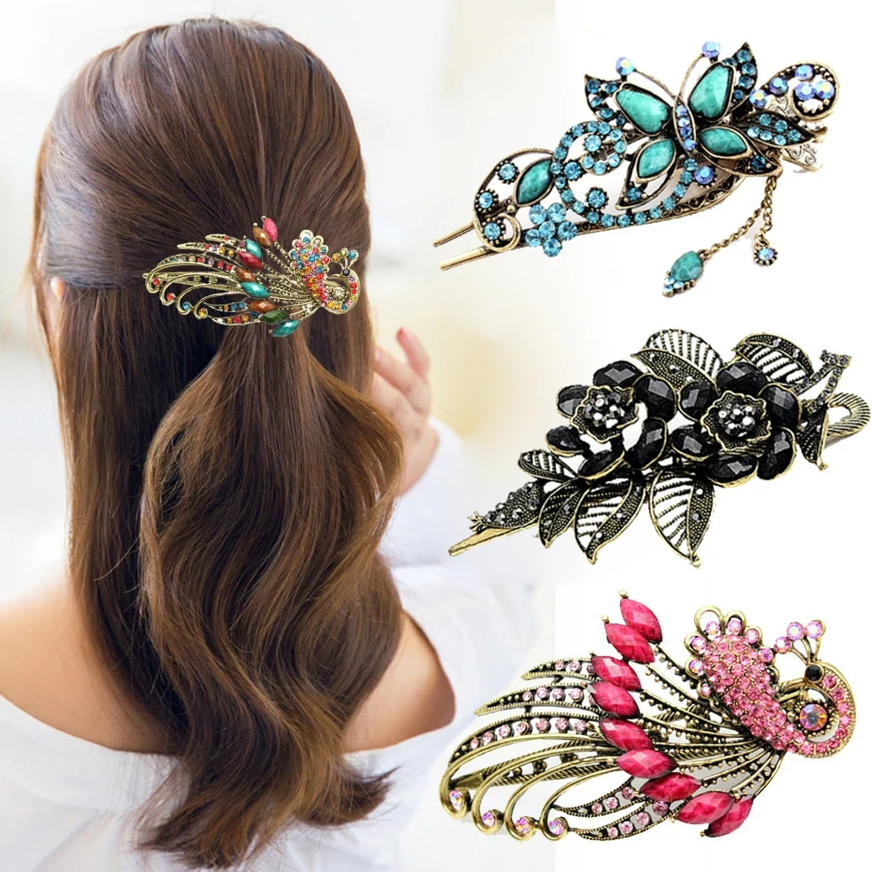 Exquisite Peacock Flower Crystal Hair Pin - Image 18