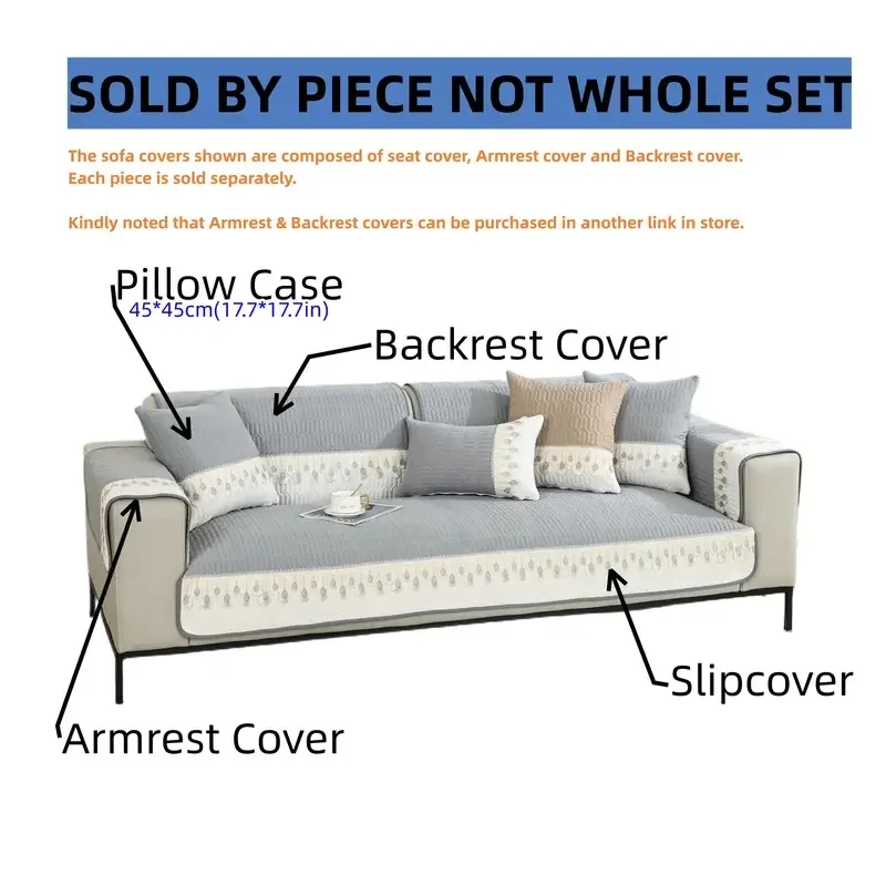 Feather Embroidery Sofa Seat Protector - Image 13