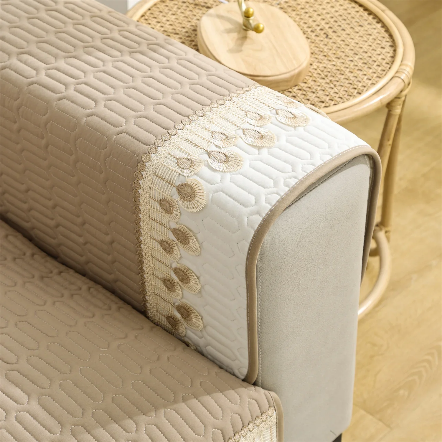 Feather Embroidery Sofa Seat Protector - Image 15