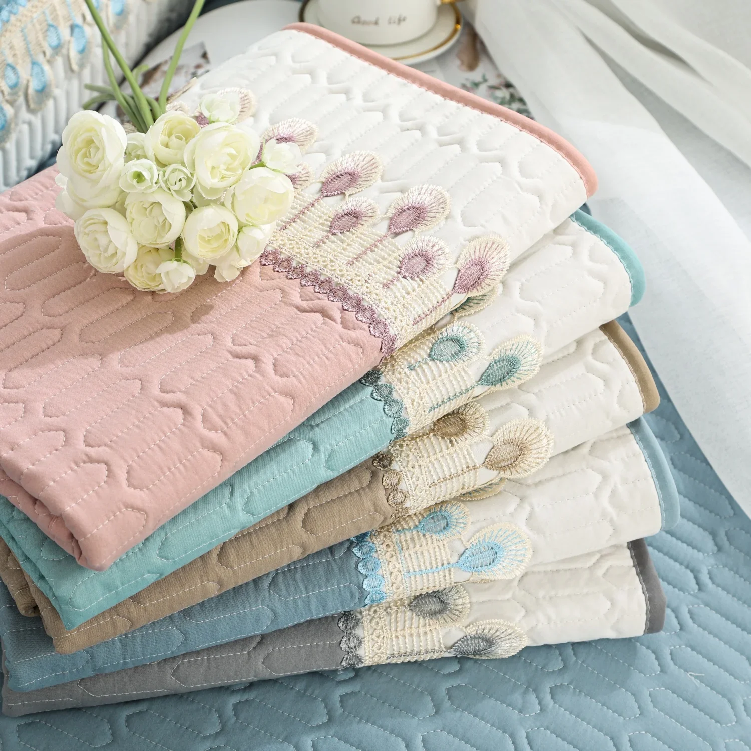 Feather Embroidery Sofa Seat Protector - Image 2